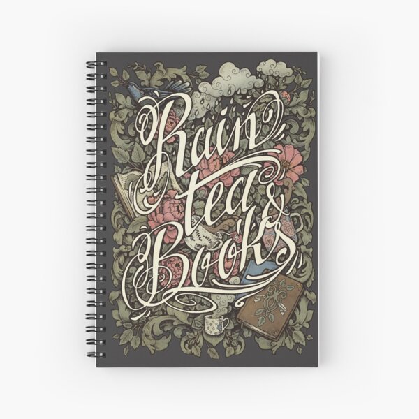 Rain, Tea & Books - Color version Spiral Notebook