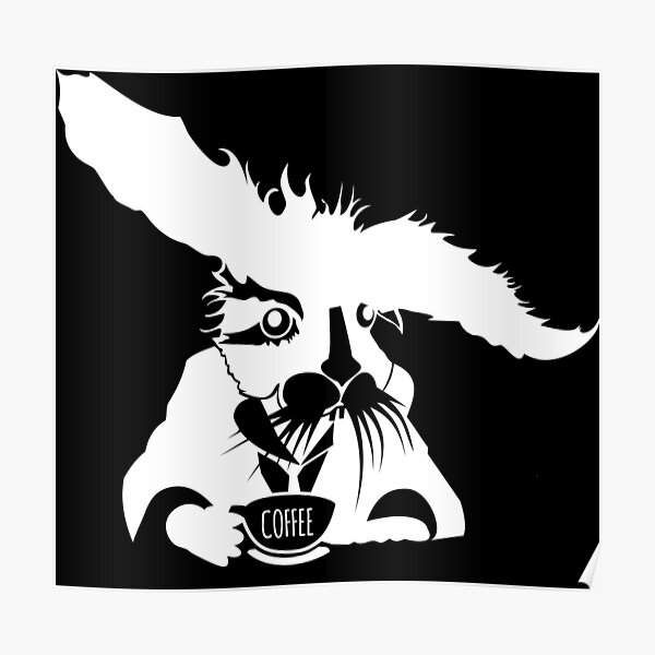 Copy of Rabbit with a suit drinks coffee. Poster
