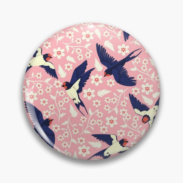 Item preview, Swallows in flight and flowers designed and sold by burbura.