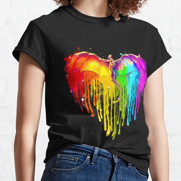 Dragon LGBT Heart Watercolor Classic T-Shirt