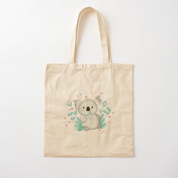 Koala In The Floral Cotton Tote Bag