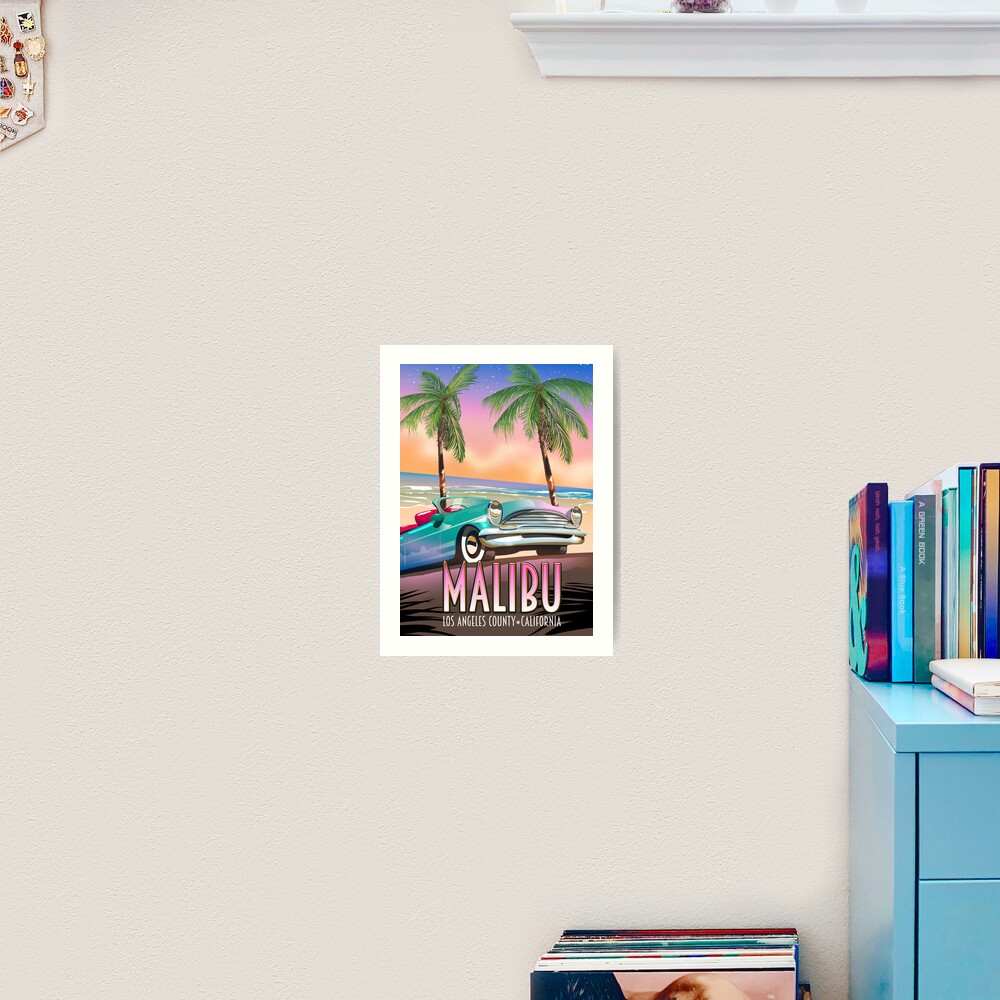 Malibu, Los Angeles, California Vintage travel poster Art Print