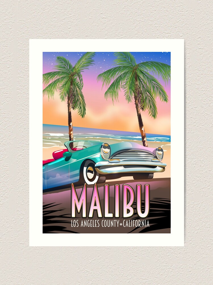 Alternate view of Malibu, Los Angeles, California Vintage travel poster Art Print