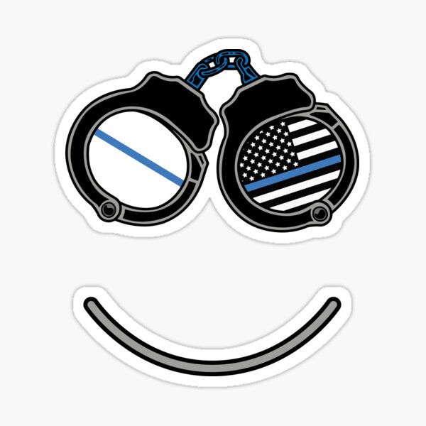 "Thin Blue Line Police Handcuff Smiley" Sticker for Sale by MasterKlaw Redbubble
