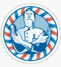 Barber With Clipper Hair Cutter and Scissors Sticker
