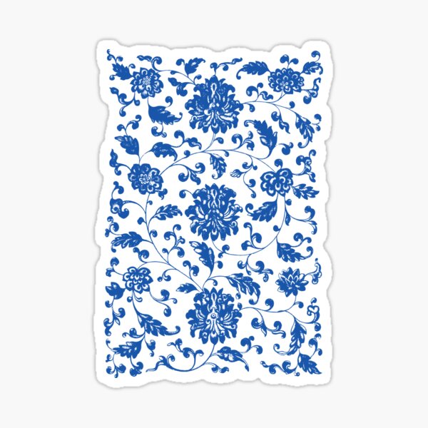 Item preview, Blue Symmetrical Floral Pattern designed and sold by minimalcinema.
