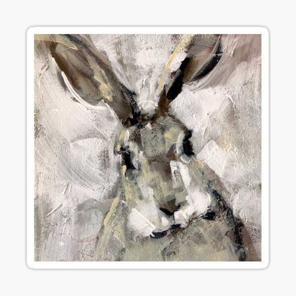 Monotone Painted Bunny Portrait Sticker