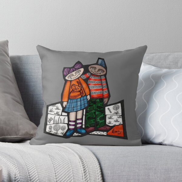 Punks in the Wild slimfit mosaic illustration Throw Pillow