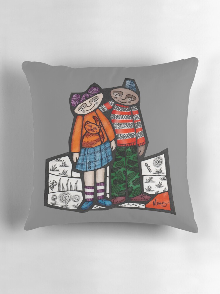 Thumbnail 3 of 4, Pillow, Punks in the Wild slimfit mosaic illustration designed and sold by MunaZuberi.