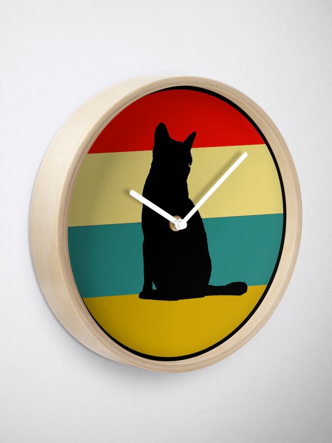 "Vintage Black Cat" Clock for Sale by Rachidbouch Redbubble