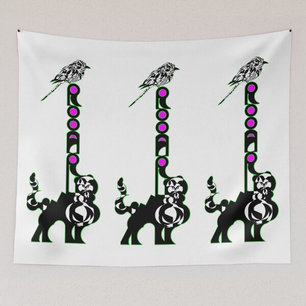Item preview, Companions in Roar (Thin Stroke) V2.6- Logoart with the word “Rooar” placed vertically on a feline's back and a bird on top decorated inside Green stroke with Purple filling.  designed and sold by BDLVandFriends.