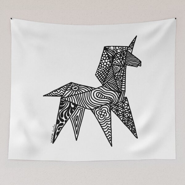 Item preview, Unicorn Origami Illustration designed and sold by wontondoodles.