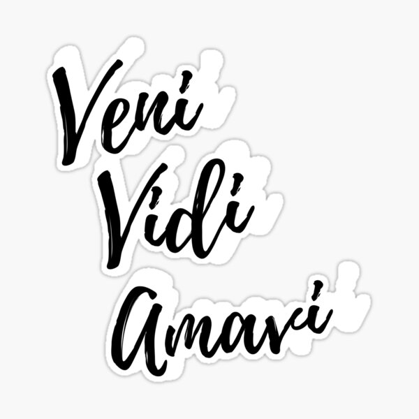 Veni Vidi Amavi I came. I saw. I loved. Version 2 Sticker for Sale by  Feather n' Ink