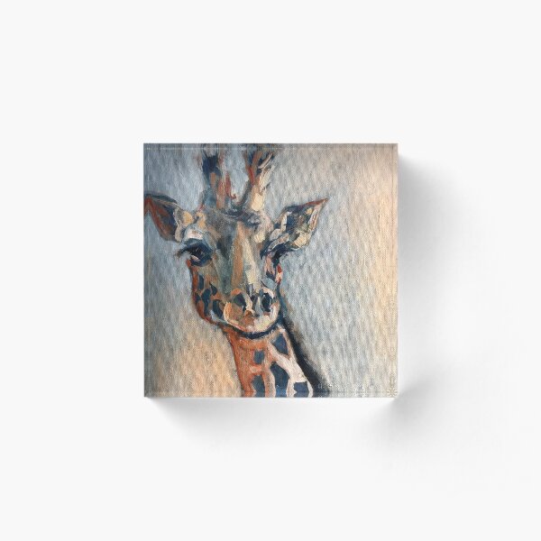 Painterly Giraffe Portrait in Colour Acrylic Block