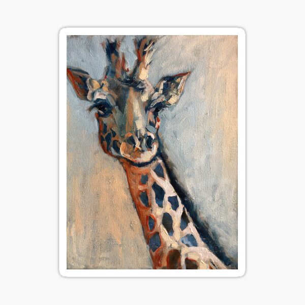 Painterly Giraffe Portrait in Colour Sticker