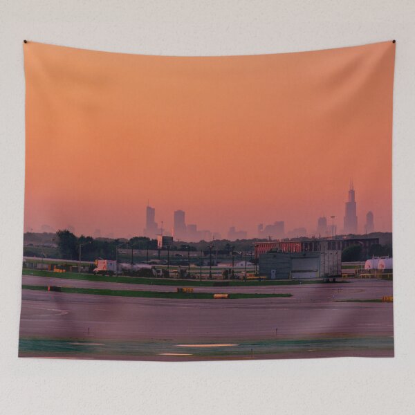 Item preview, Empty O'Hare Runways, Chicago Skyline Silhouette  designed and sold by Enzwell.