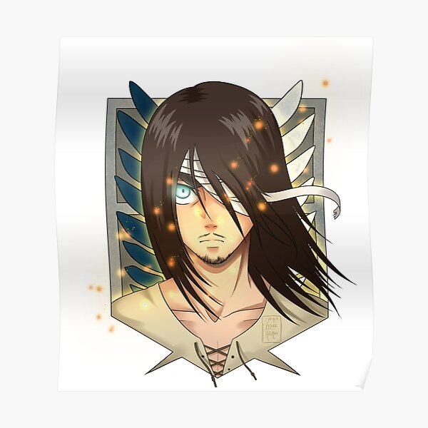 eren long hair posters  redbubble