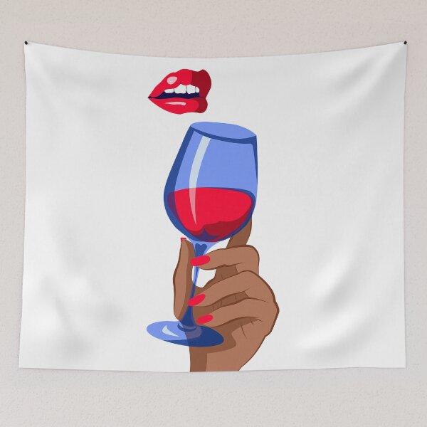 Artikelvorschau, Lippen und ein Glas Wein entworfen und verkauft von AvotArt.