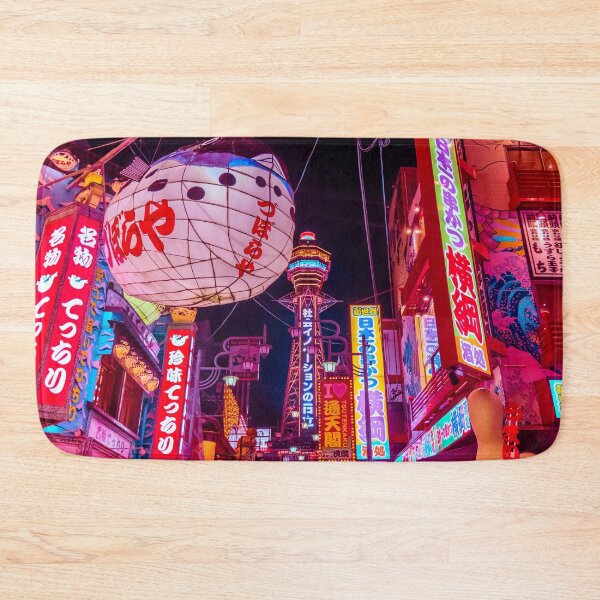 Electric Postcard From Osaka Bath Mat