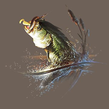 Bass fishing, fishing, fish, patriot, hunting, outline Poster for
