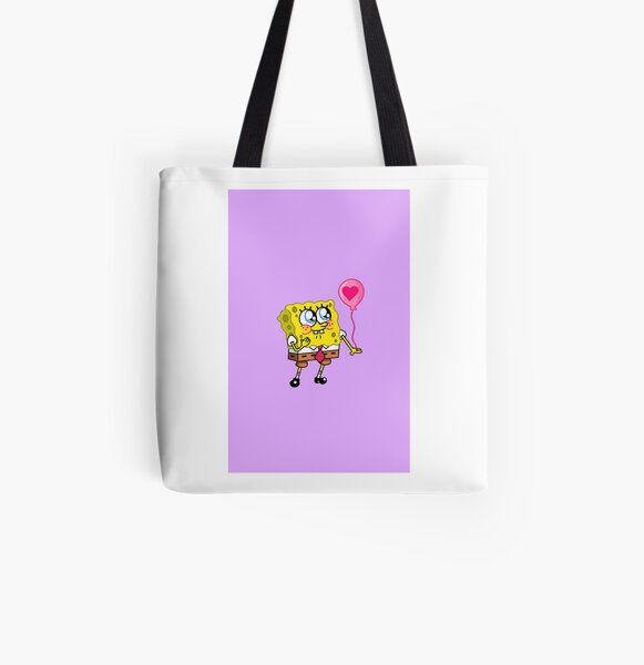 Spongebob with balloon purple All Over Print Tote Bag