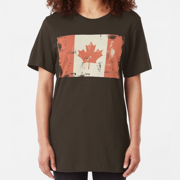 Grungy Canadian Flag Slim Fit T-Shirt
