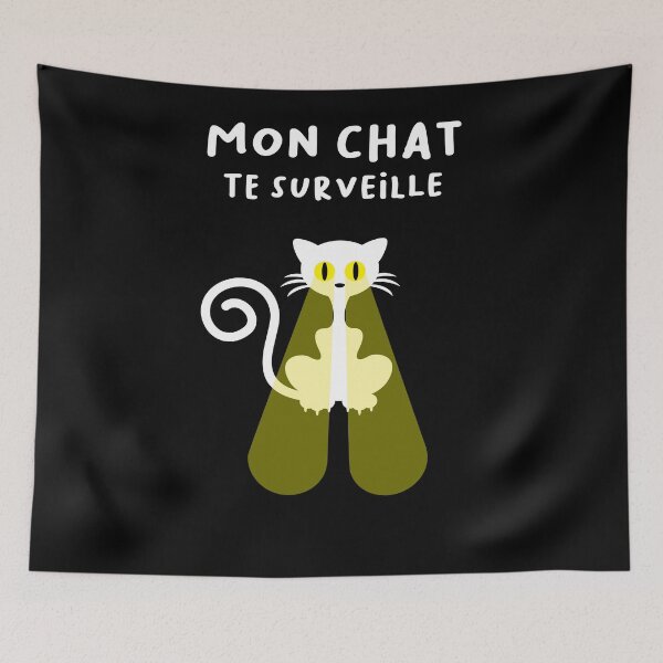 Aperçu de l'œuvre mon chat te surveille amoureux des chats créée et vendue par Catcrea.