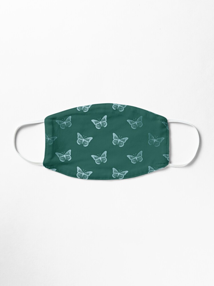 Alternate view of Minimalist Monarch Butterflies in Teal Turquoise Green Mask