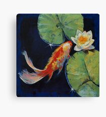 Koi and White Lily Canvas Print