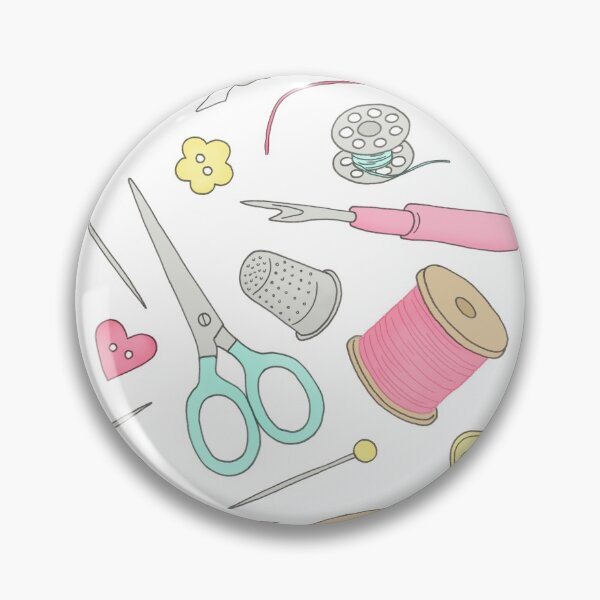 Item preview, Sewing Notions pattern - cotton reels, scissors, buttons and pins designed and sold by HazelFisher.