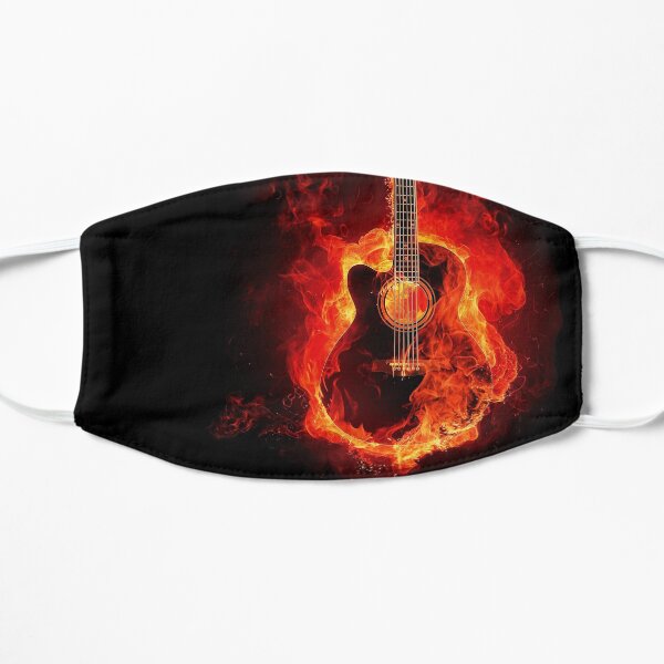 Burning guitar - band music face mask Flat Mask