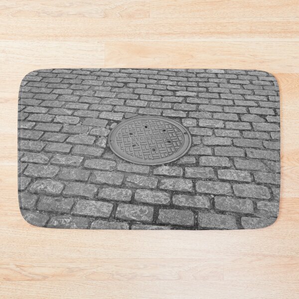 Item preview, NYC Black and White Cobblestone Manhole designed and sold by picturedlcphoto.