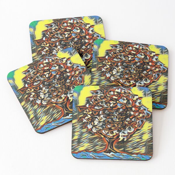 Tree Art 7 designed and created by (c) Janet Watson Art Coasters (Set of 4)