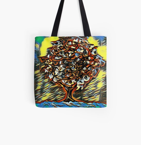 Tree Art 7 designed and created by (c) Janet Watson Art All Over Print Tote Bag