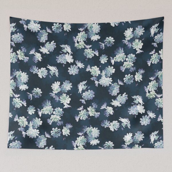 Item preview, Scattered floral in shades of blue designed and sold by micklyn.