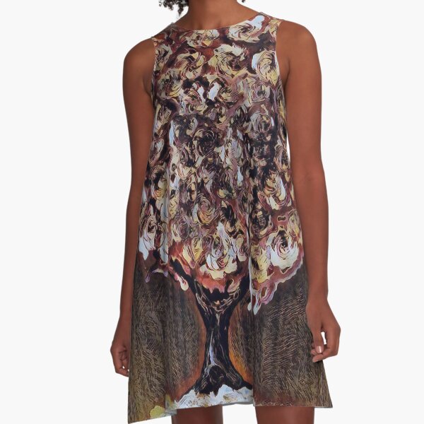 Tree Art 1 designed and created by Janet Watson Art A-Line Dress