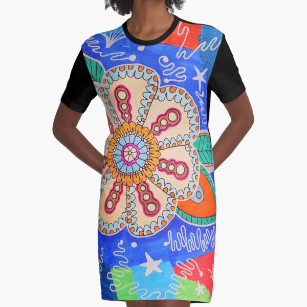 Folk art flowers Graphic T-Shirt Dress
