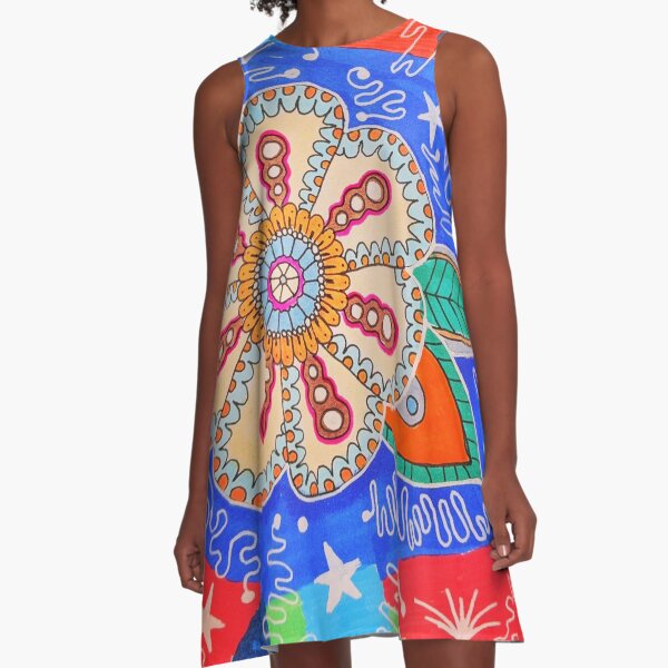 Folk art flowers A-Line Dress