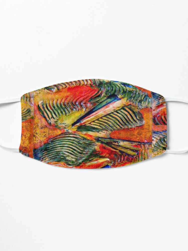 Alternate view of ABSTRACT RED AND GREEN SWIRLING PALM WAVES Mask