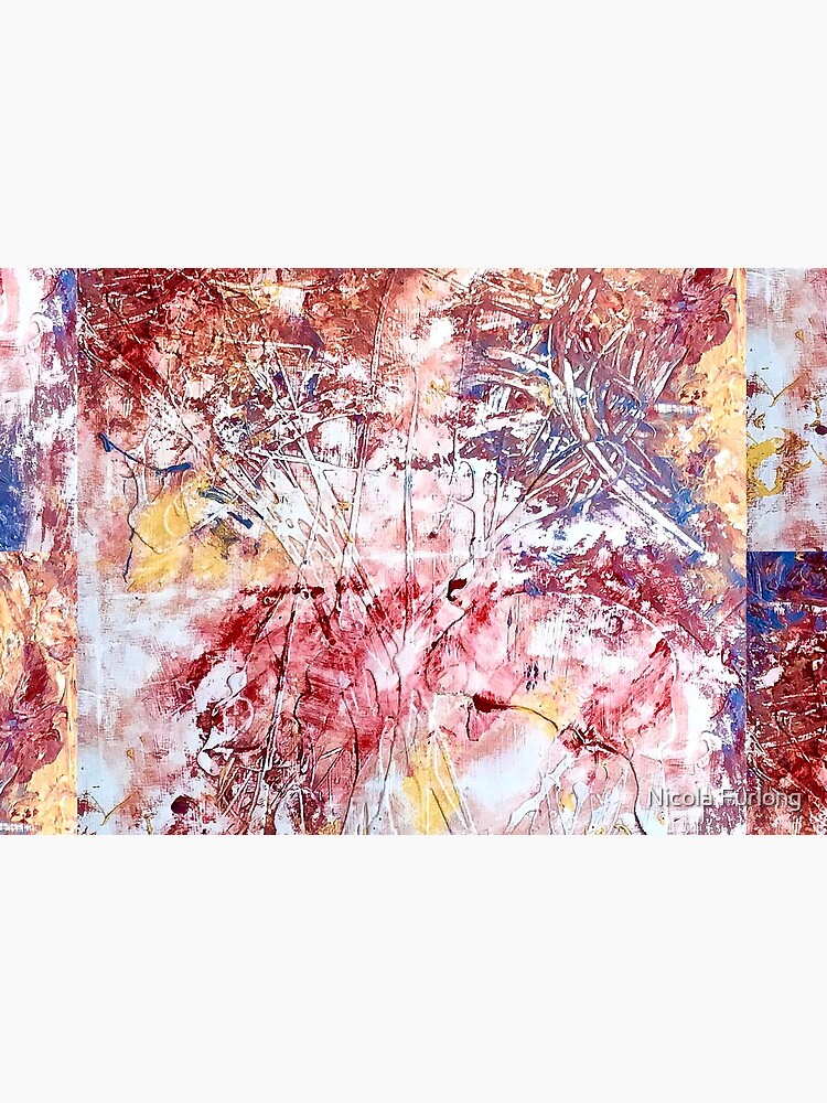 CALM ABSTRACT ART PASTEL RED, YELLOW AND BLUE by nicolafurlong