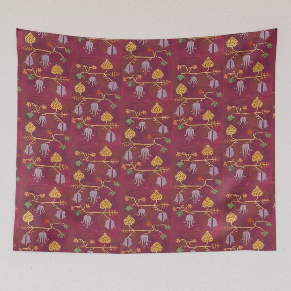 Item preview, Vintage Folk Burgundy Flower Pattern designed and sold by Vintage-TM.