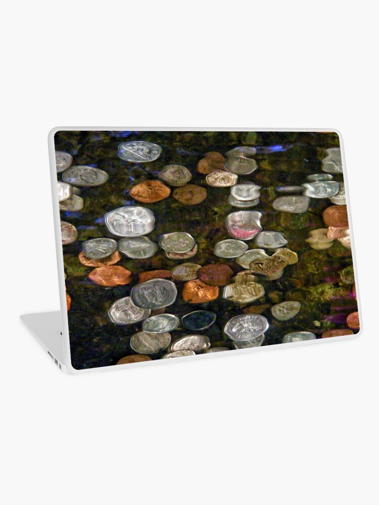 Thumbnail 1 of 2, Laptop Skin, SURREAL MONEY AND COINS UNDER WATER ABSTRACT designed and sold by Nicola Furlong.