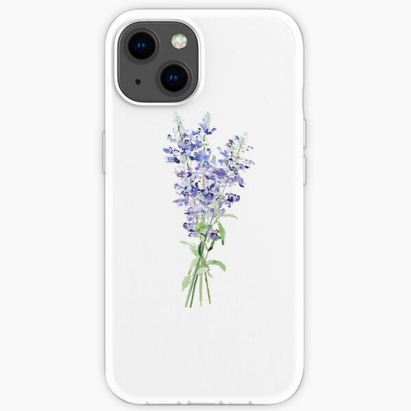 blue mealycup sage flowers bouquet watercolor iPhone Soft Case