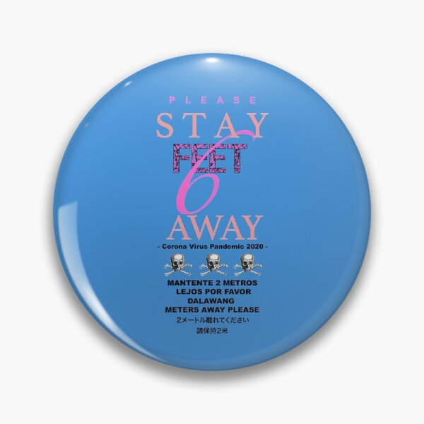 Item preview, STAY 6 FEET BACK PLEASE  Covid-19/coronavirus safety message with skull & crossbones artwork for blue masks.  designed and sold by ScottLockwood.