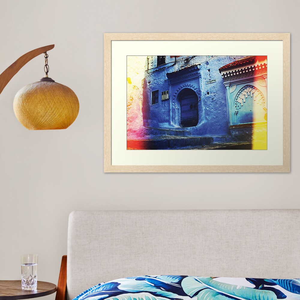 Traditional Blue Buildings and Doors in "Chefchaoun", Morocco ( Wall Art Only ) Framed Art Print