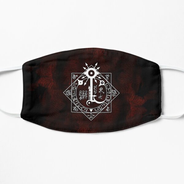 White Invisible Sun Symbol on Red Flat Mask