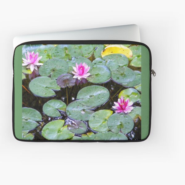 PINK WATER LILY POND FLOWERS Laptop Sleeve