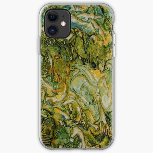 ABSTRACT GREEN AND YELLOW MOODY WAVES iPhone Soft Case