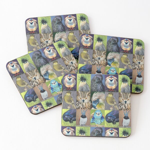 Item preview, Cooped up birds, a collection 9 different types of birds designed and sold by Sarah Hearfield.