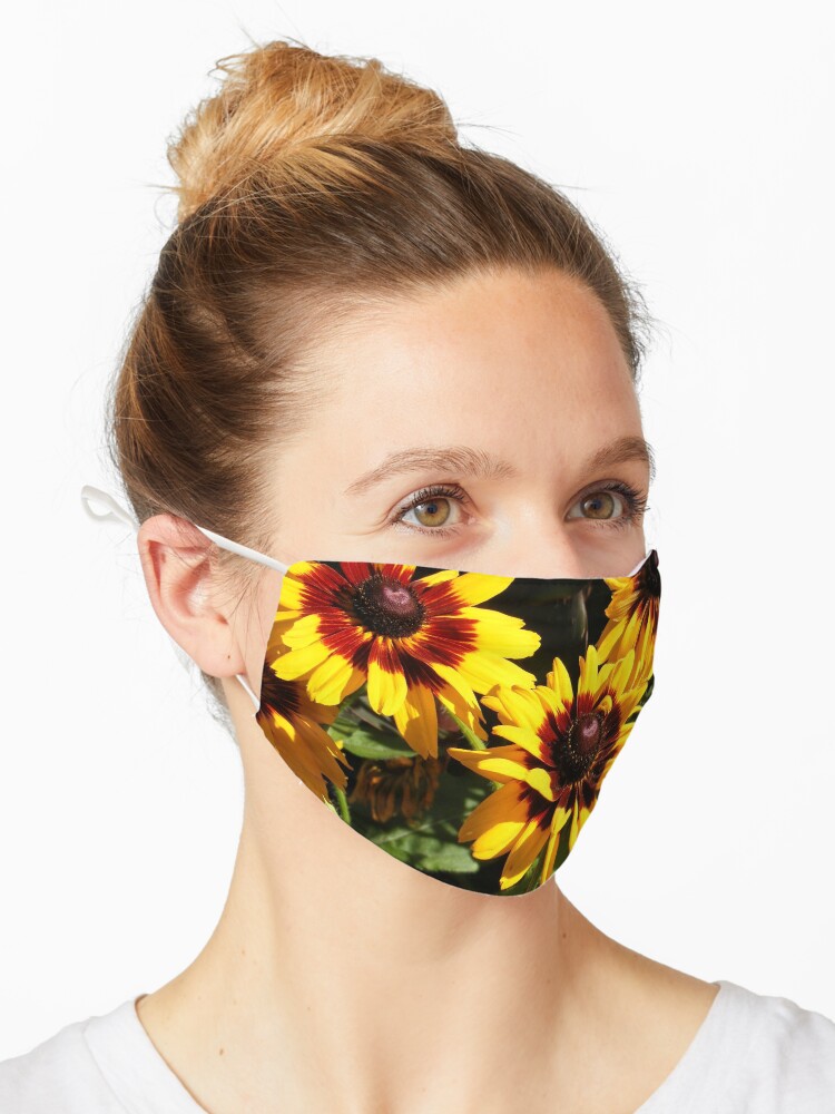 Thumbnail 1 of 5, Mask, YELLOW AND RED SUNFLOWERS, SEEDS AND PETALS designed and sold by Nicola Furlong.